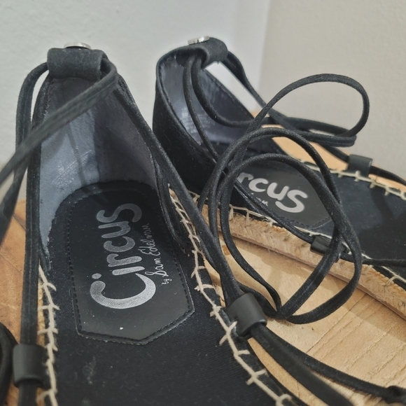 Sam Edelman Circus Lilly black stripe espadrille lace up flats - Picture 5 of 11